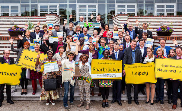 the contest winners of 2011 with teh city sign of Bremen.